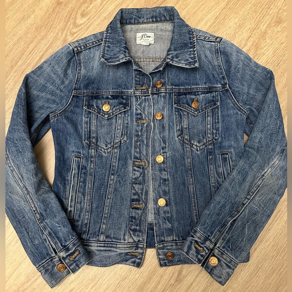 J. Crew Blue Jean Jacket with Brown Buttons